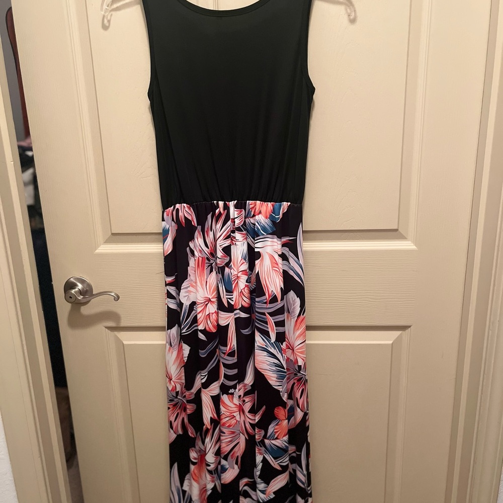 Floral Black and Pink Maxi Dress